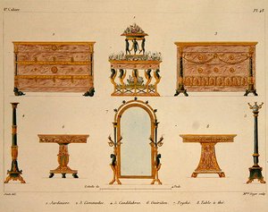 Möbeldesigns, graviert von Mme Soyer, Tafel 48 aus 