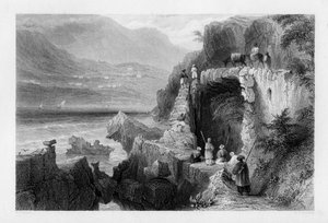 Das Grab von St. Georg, Bucht von Kesrouan, Syrien, 1841 von M. J. Starling