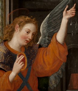 Anbetung der Könige, Triptychon, linkes Panel, Rückseite, Detail von Maarten de Vos