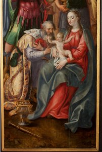 Anbetung der Könige, Triptychon, Rechte Tafel (Detail) von Maarten de Vos