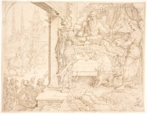 Ahasverus konsultiert Haman von Maarten van Heemskerck