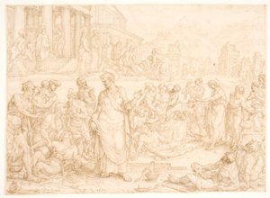 Petrus und die anderen Apostel heilen die Kranken von Maarten van Heemskerck