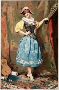 Das Kostüm (Eine Frau mit einer Gitarre), 19. Jahrhundert von Madeleine Lemaire