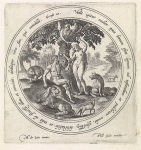 Eva bietet Adam die verbotene Frucht an von Maerten de Vos