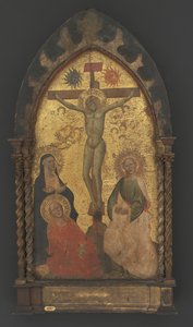 Christus am Kreuz, betrauert von der Jungfrau Maria und den Heiligen Maria Magdalena und Johannes
