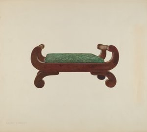 Fußschemel - Mahagoni mit Pferdehaarbezug, um 1939