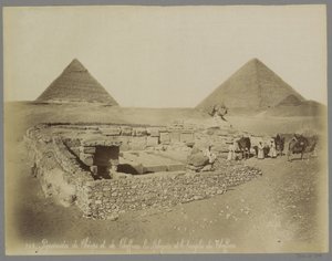 Pyramiden von Cheops und Chefren, die Sphinx und der Tempel von Chefren von Maison Bonfils