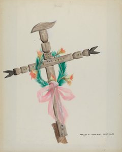 Geschnitztes Kreuz - Grab, ca. 1937