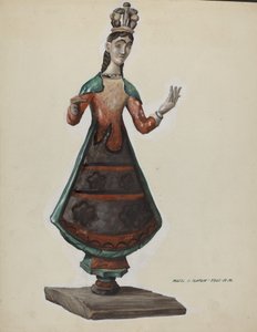 Große bemalte Holzstatue der Heiligen Jungfrau Maria, ca. 1937