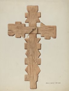 Penitente-Kreuz, geschnitztes Holz, ca. 1937
