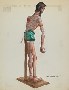 Holz-Christus, bemalte Seitenansicht, ca. 1937 von Majel G. Claflin