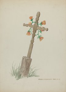 Holzkreuz als Grabstein