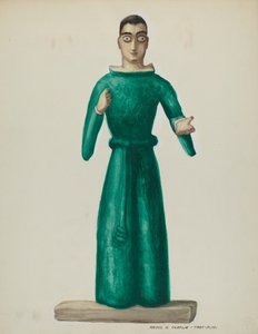 Holz-Santo im leuchtend grünen Kleid, 1935-1942