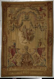 Wandteppich mit Bacchus als Personifikation des Herbstes