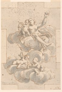Entwurf für eine Deckenmalerei, Venus, Amor und Putti von Marc Antonio Franceschini