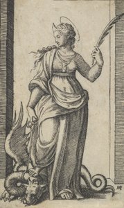 Heilige Margarete stehend, ein Drache links, aus der Serie 