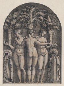 Speculum Romanae Magnificentiae: Die drei Grazien, ca. 1500-1534 von Marcantonio Raimondi