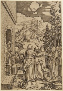 Die Heimsuchung, Blatt 8 aus dem Leben der Jungfrau von Marcantonio Raimondi