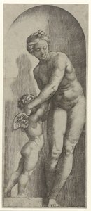 Venus und Amor stehend in einer Nische