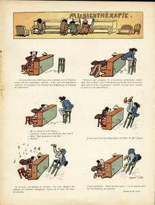 Illustration von Marcel Capy (1865-1941) in Le Rire, 30/03/12 - Musiktherapie - Musik, Klavier