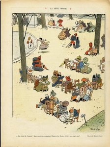 Illustration von Marcel Capy (1865-1941) in Le Rire, 02/05/08 - Der Saft steigt - Liebe, Öffentlicher Garten, Baum