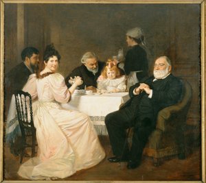 Francisque Sarcey, Literaturkritiker, im Haus der Tochter von Adolphe Brisson von Marcel Andre Baschet
