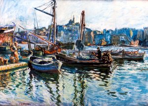 Der Hafen von Marseille, 1920 von Marcel Leprin