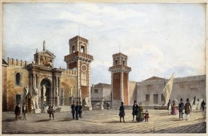 Das Arsenal von Venedig - in "Album der Hauptansichten von Venedig", gezeichnet von Marco Moro, Ed. Gio Brizeghel, ca. 1840 von Marco (after) Moro