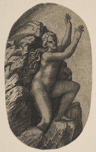 Eurydike nackt auf einem Felsen stehend, ihre Arme nach rechts erhoben, ca. 1515-27