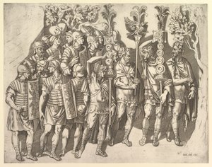Speculum Romanae Magnificentiae: Eine römische Legion von der Trajanssäule, 16. Jahrhundert von Marco Dente