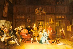 Heinrich VIII. und Anne Boleyn beobachtet von Königin Katharina, 1870 von Marcus Stone