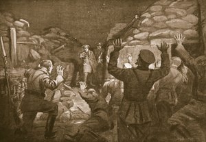 Ein deutscher Offizier und vierzehn seiner Männer bitten Leutnant Leach um Gnade von Margaret Dovaston