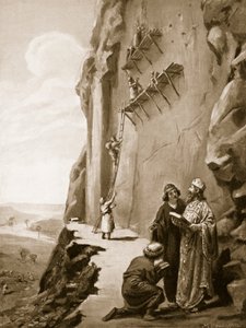 Darius überwacht seine Inschrift in Behistun, Illustration aus 
