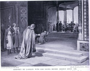 Geoffrey de Langley mit Bar Sauma vor Arghun Khan 1288 n. Chr. von Margaret Dovaston