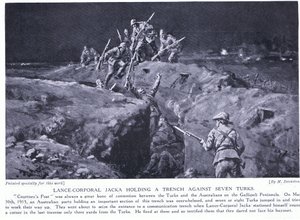 Lance Corporal Jacka gewinnt ein VC, indem er zeigt, wie ein Mann sieben besiegen kann Mai 1915