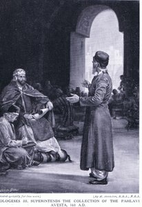 Vologeses III überwacht die Sammlung des Pahlavi Avesta 160 n. Chr. von Margaret Dovaston