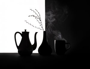 Schwarz-Weiß-Kaffee-Stillleben