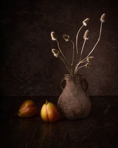 Dunkle Birnen und Blumen von Margareth Perfoncio