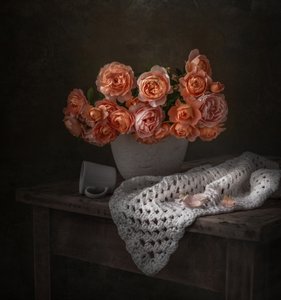 Stimmungsvolles Pfirsich-Rosen-Bouquet von Margareth Perfoncio