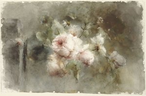 Eine Vase mit Rosen