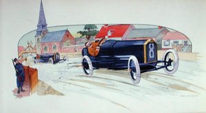 Ein Peugeot-Rennwagen im Grand Prix de France von 1911 von Marguerite (fl.1909 14) Montaut