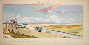 Graf Charles de Lambert in einem Bleriot-Eindecker fliegt den West Circuit, veröffentlicht von Mabileau, Paris