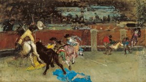Stierkampf. Verwundeter Picador