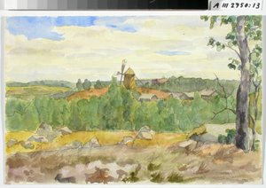 Landschaftsstudie mit Windmühle von Maria Wiik