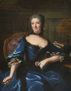 Porträt von Gabrielle Émilie Le Tonnelier de Breteuil, Marquise du Châtelet 1706-1749, ca. 1748 von Marianne Loir