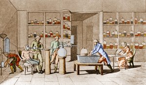 Antoine Laurent de Lavoisier (1743-1794), französischer Chemiker, führt ein Experiment zur Atmung des ruhenden Menschen durch. Nach einer Zeichnung von Mme Lavoisier. Paris 18. Jahrhundert. Leemage-Sammlung von Marie Anne Pierrette Lavoisier