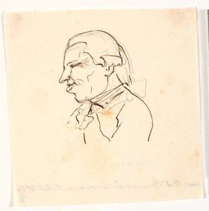 Herrenporträt. Profil nach links. Karikatur von Marie Jeanne Clemens