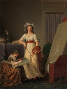 Das Innere eines Ateliers einer Malerin