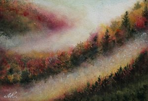 Nebliger Herbstwald