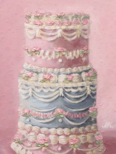 Rosa und Blauer Gestufter Kuchen